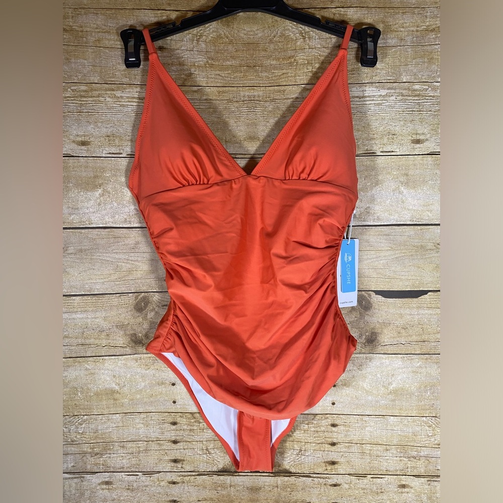 NWT Cupshe sz M Orange Bathing Swim Suit One Piece